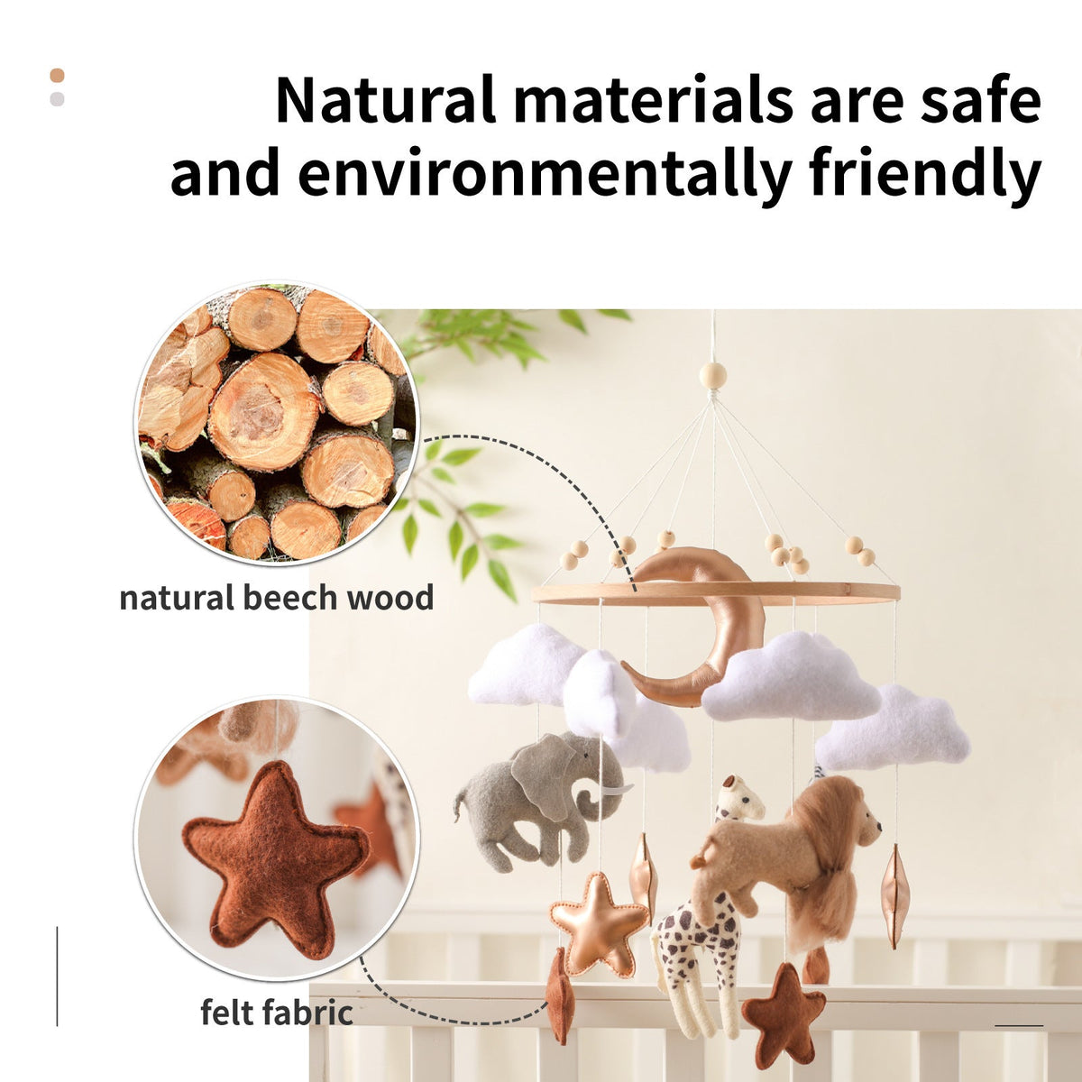 Room Hand-eye Coordination Decoration Wind Chimes Crib Felt Forest Animal Cloud Moon Bed Bell - Cindi Book