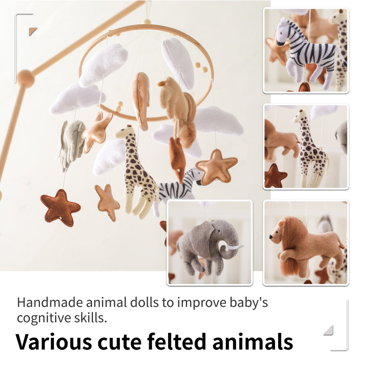 Room Hand-eye Coordination Decoration Wind Chimes Crib Felt Forest Animal Cloud Moon Bed Bell - Cindi Book