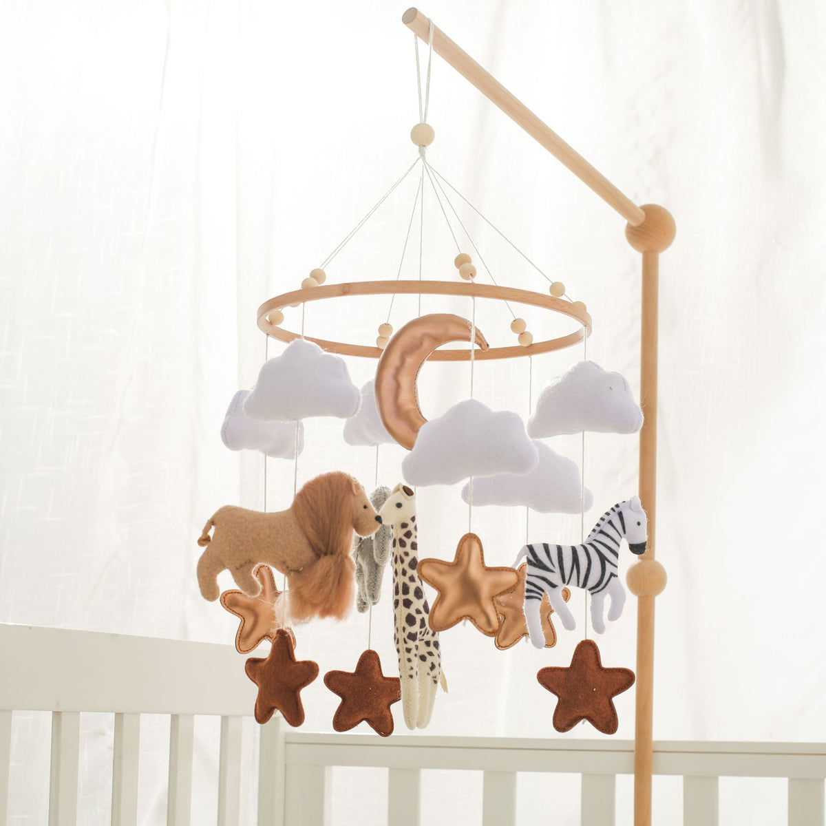 Room Hand-eye Coordination Decoration Wind Chimes Crib Felt Forest Animal Cloud Moon Bed Bell - Cindi Book