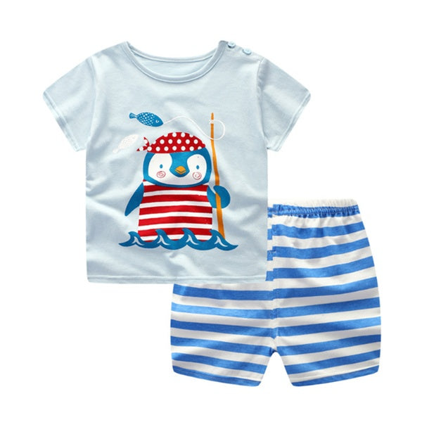 Cartoon Clothing Baby Boy Summer Clothes T-shirt Baby Girl Casual Clothing Sets - Cindi Book
