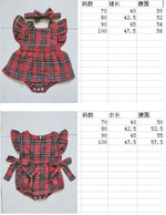 Infant Toddler Summer Stripes Flounced Sleeve Dress Girls' Christmas Plaid Romper - Cindi Book
