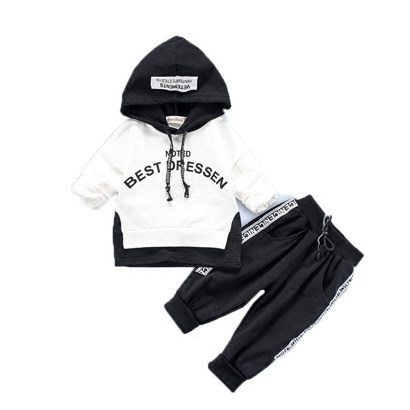 Boys Set Letter Print Hood