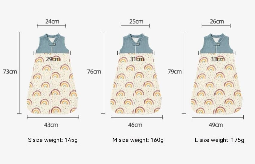 Baby Sleeping Bag Double Layer Patchwork Stand-up Collar Gauze Waistcoat Sleeping Bag - Cindi Book