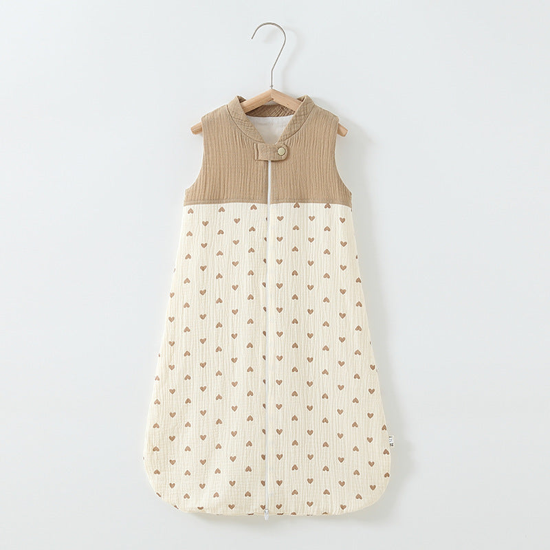 Baby Sleeping Bag Double Layer Patchwork Stand-up Collar Gauze Waistcoat Sleeping Bag - Cindi Book