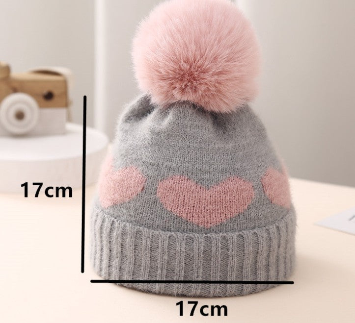 Baby Hat Double-layer Thickened Jacquard Heart - Cindi Book