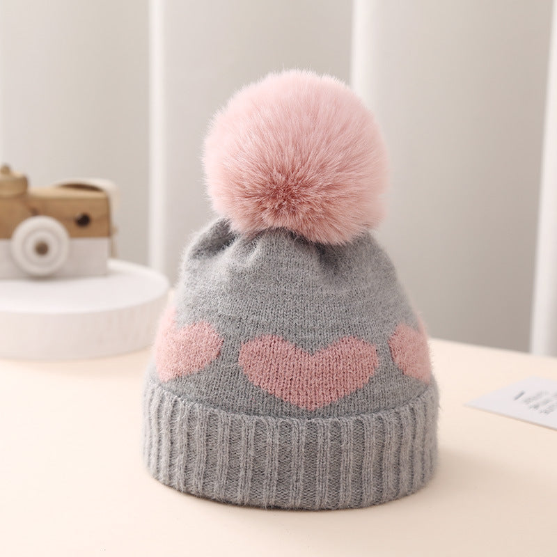 Baby Hat Double-layer Thickened Jacquard Heart - Cindi Book