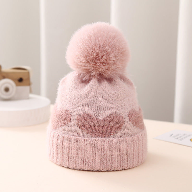 Baby Hat Double-layer Thickened Jacquard Heart - Cindi Book