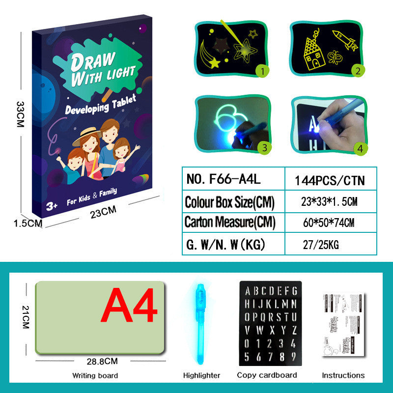 Educational Toy Drawing Pad 3D Magic 8 Light Effects Puzzle Board Sketchpad - Cindi Book