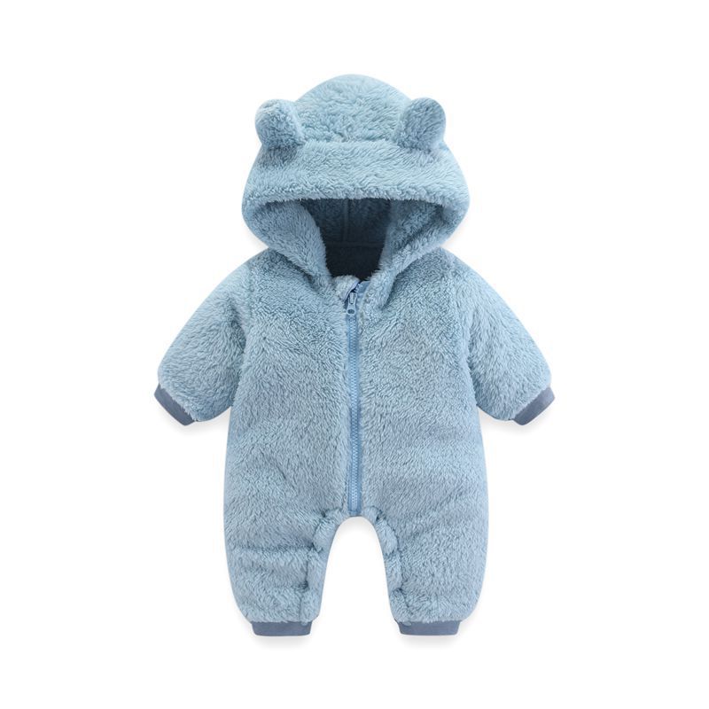 Coral Fleece Autumn And Winter Thin Bodysuit Newborn Thermal Zipper Onesie Baby Rompers Jumpsuit - Cindi Book