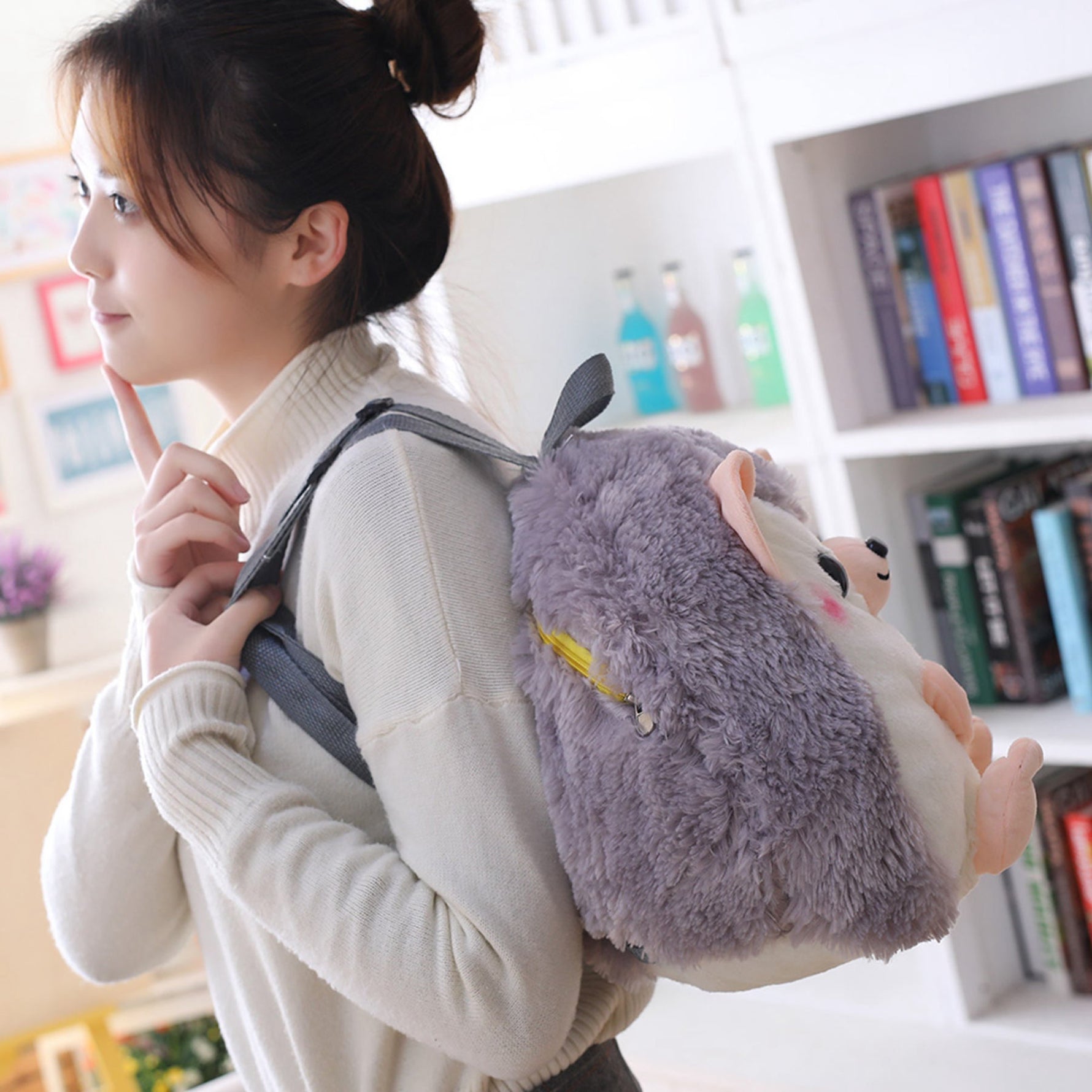 New Cute Cartoon Hedgehog Schoolbag Student Plush Toy - Cindi Book