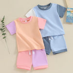 Cute Color Matching Short-sleeved T-shirt And Shorts Two-piece Set - Cindi Book