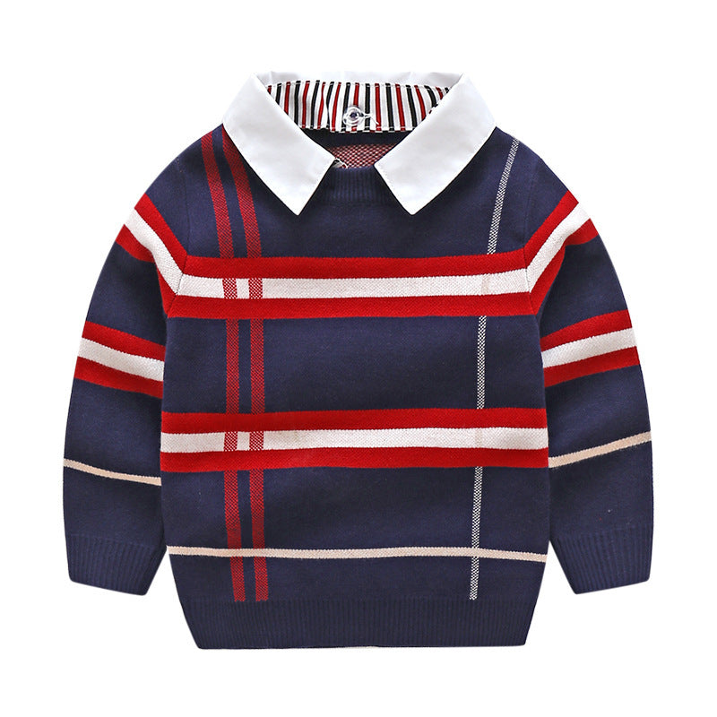 Boys plaid jacquard sweater - Cindi Book