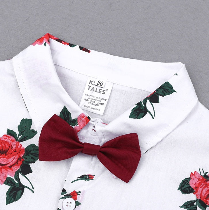 2pcs Summer Baby Set Flower Short Sleeve Polo Shirt With Red Shorts Shorts School Clothes For Children  China - Cindi Book