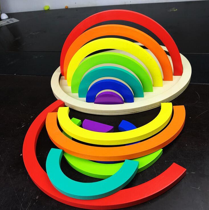 Jigsaw Puzzle Large 12-piece Arch Bridge Rainbow Building Blocks Early Childhood Education Toys - Cindi Book