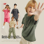 Washed Round Neck Short Sleeve Batik Children's T-shirt - Cindi Book