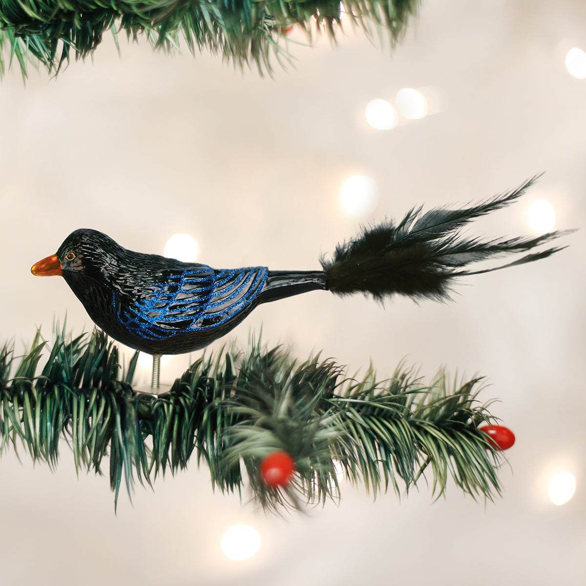 Old World Christmas Raven Ornament - hand-blown glass Christmas tree ornament