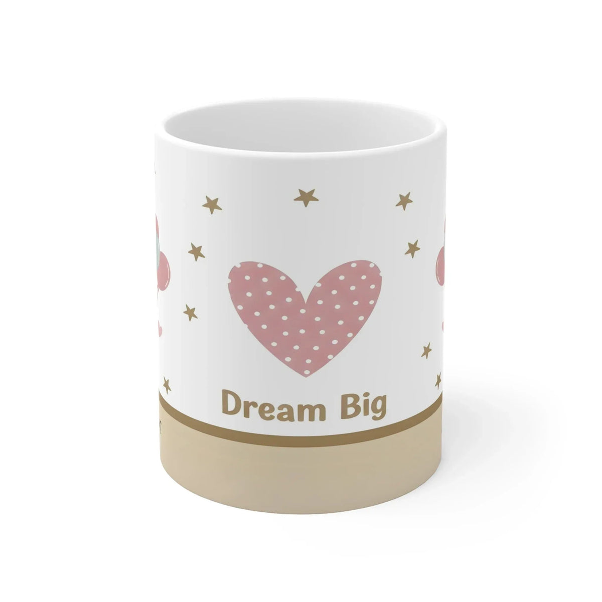 Personalized Dream Big Teddy Bear Mug | Custom Name | Balloons & Rocket Pastel Ceramic Gift