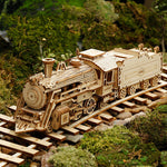 3D Wooden Puzzle Train Model DIY Wooden Train Toy Mechanical Train Model Kit Assembly Model Home Decoration Crafts - Cindi Book