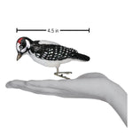 Old World Christmas Clip-On Hairy Woodpecker - hand-blown glass Christmas tree ornament (view 4)