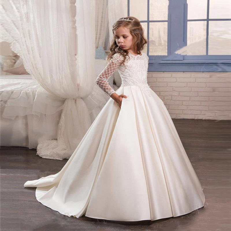 Little Girl Long Sleeve Dresses Champagne - Cindi Book