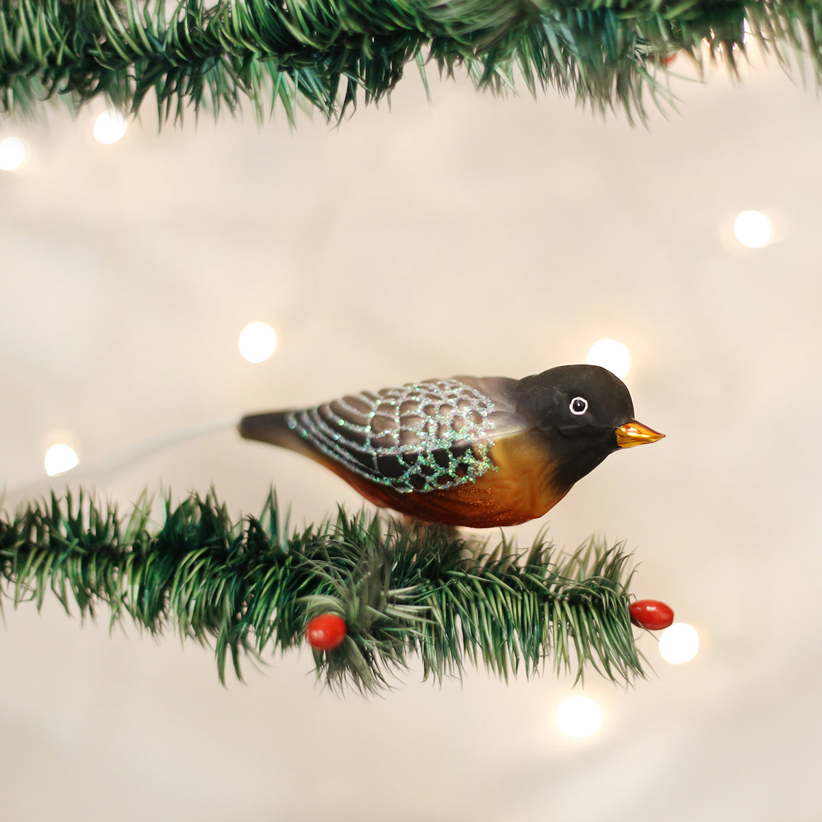 Old World Christmas Robin Ornament - hand-blown glass Christmas tree ornament