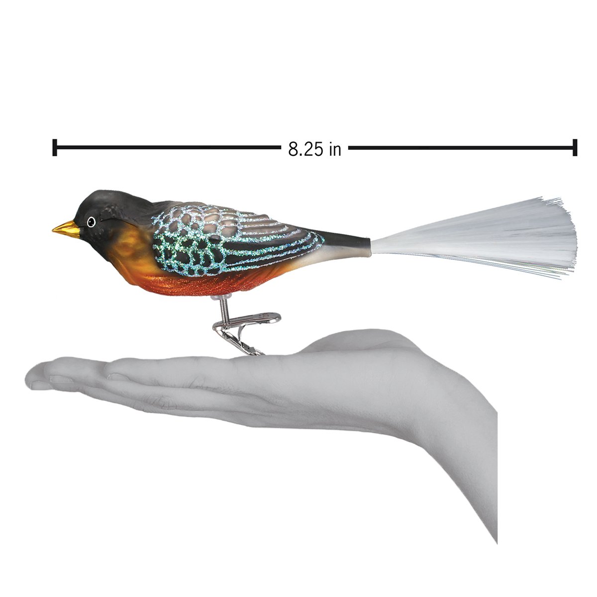 Old World Christmas Robin Ornament - hand-blown glass Christmas tree ornament (view 4)