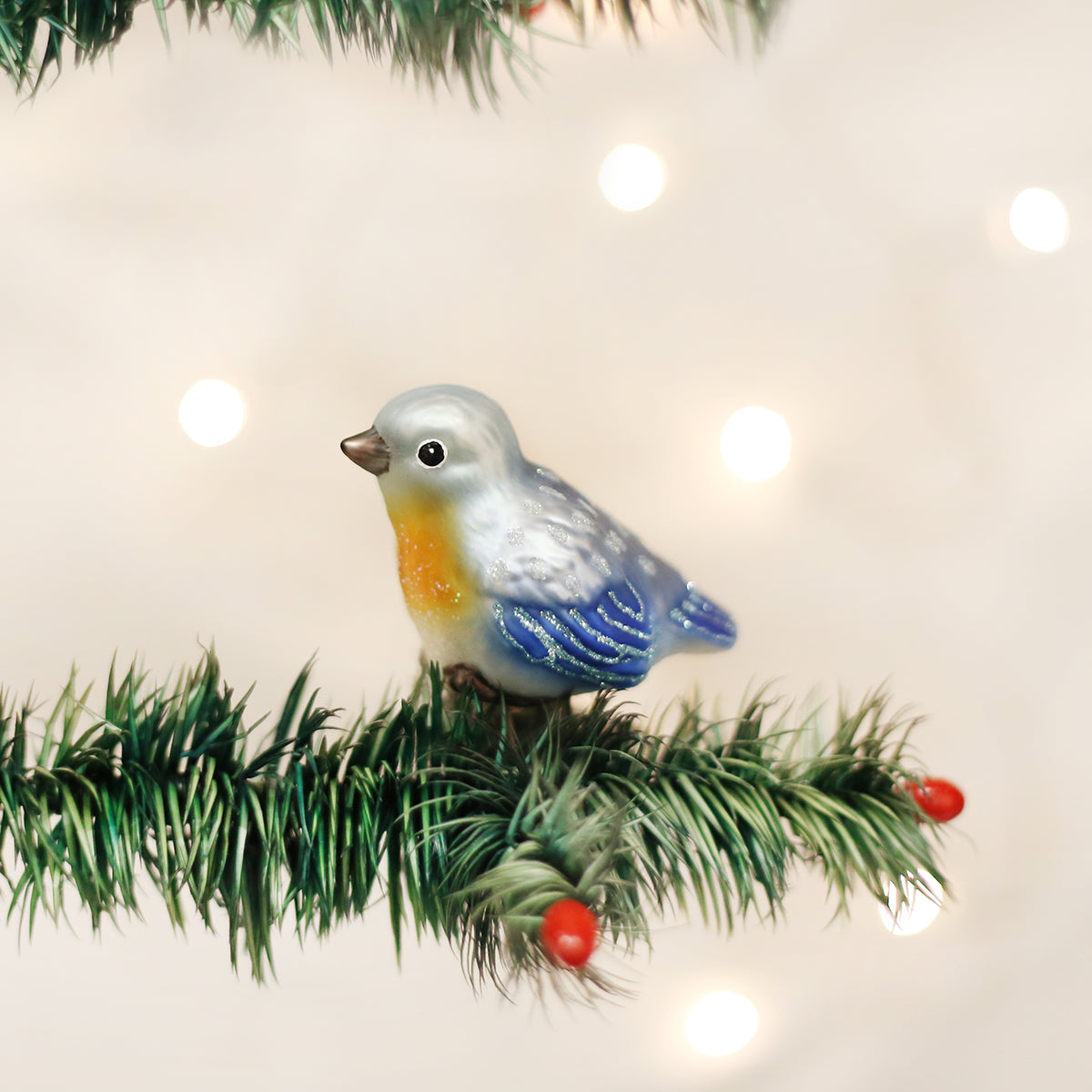 Old World Christmas Baby Bluebird Ornament - hand-blown glass Christmas tree ornament