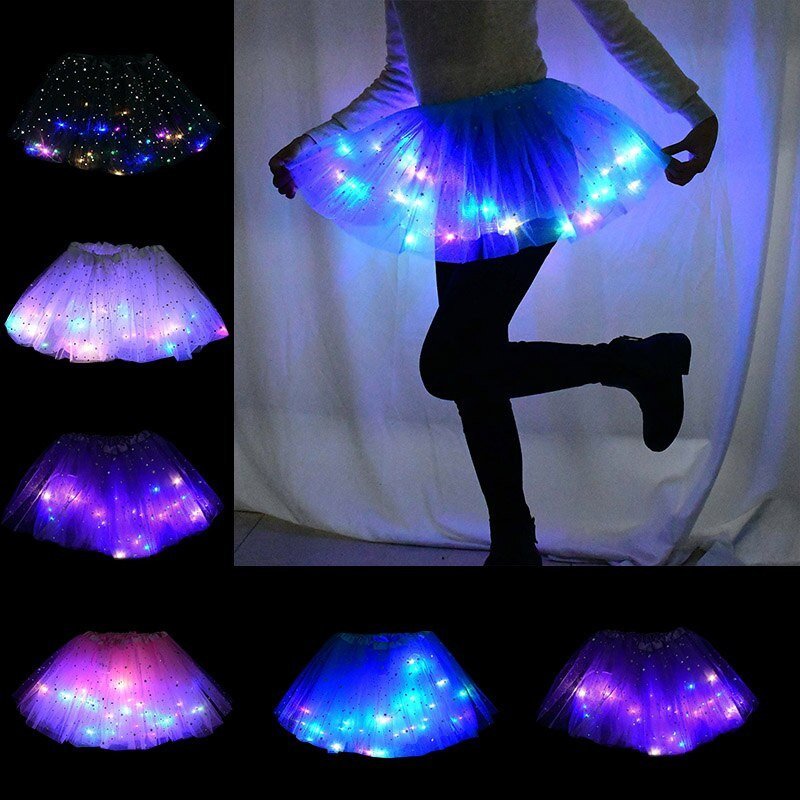 Magical & Luminous  LED Princess Halloween Tutu Skirt Sequins Shiny Skirt - Cindi Book