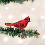 Old World Christmas Shiny Red Northern Cardinal Ornament - hand-blown glass Christmas tree ornament