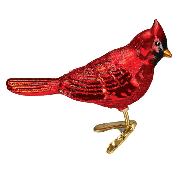 Old World Christmas Shiny Red Northern Cardinal Ornament - hand-blown glass Christmas tree ornament (view 3)