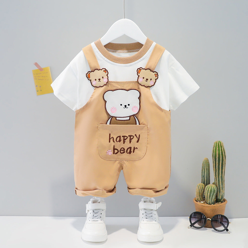 Children's Clothing Men And Women Baby Summer Cartoon Short-sleeved Overalls - Cindi Book