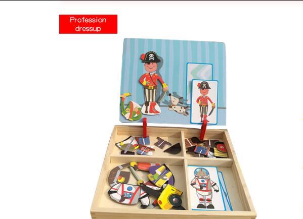 Montessori Magnetic Fun Puzzle Children's Wooden Puzzle Box Game Cartoon Educational Painting Toys For Children Gift Antistress - Cindi Book