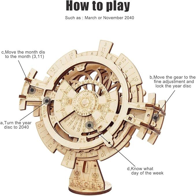 ROBOTIME 3D Puzzles Perpetual Calendar Wooden Model Kits Brain Teasers Sets LK201 - Cindi Book