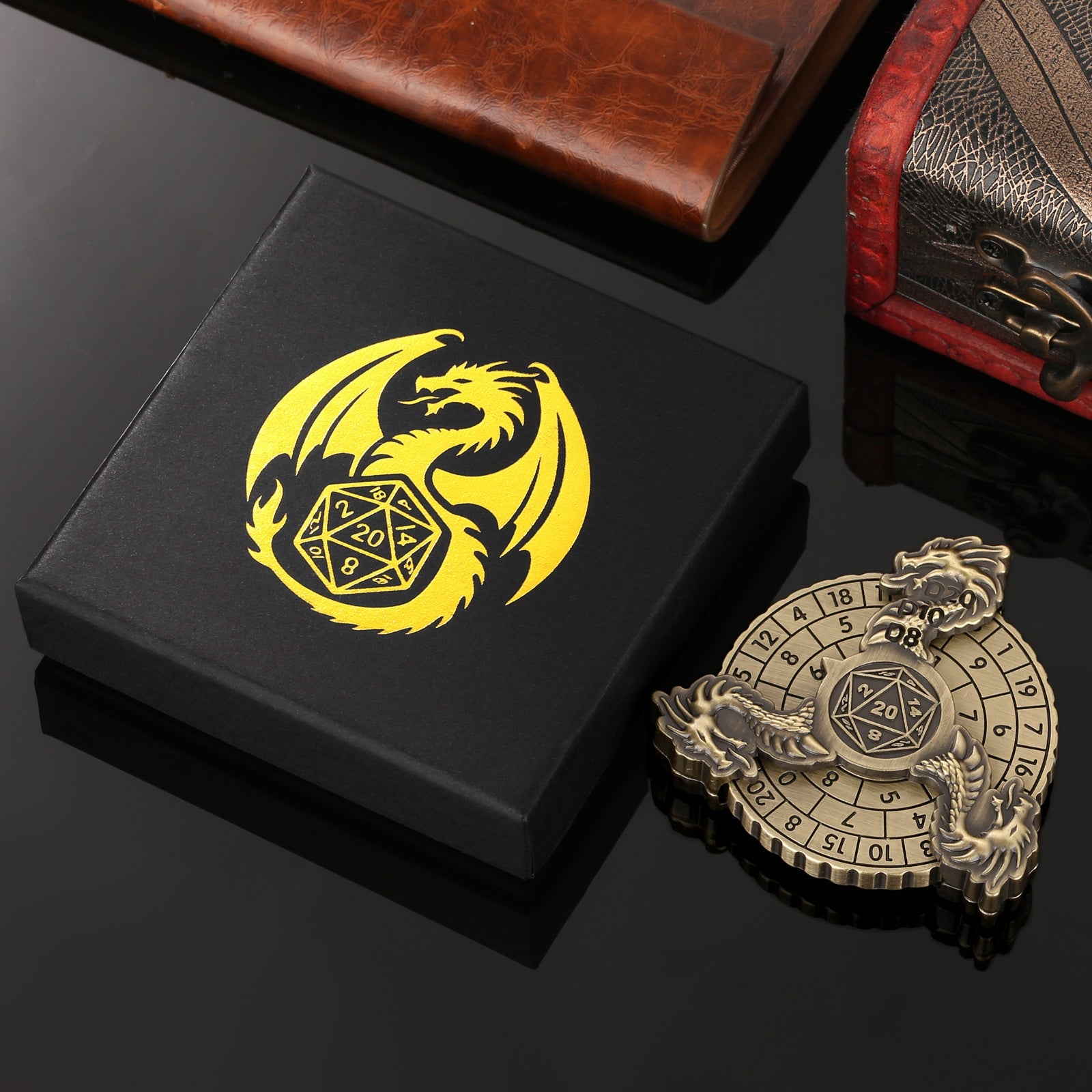 Retro Fantasy Style Turntable Dice Gift Box Set, Essential Creative Accessories For Board Games, Multi-faceted RPG Dice And Circular Scale Design - Advanced Tabletop Game Accessories And Collectibles - Cindi Book