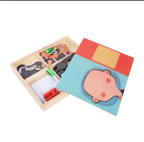Montessori Magnetic Fun Puzzle Children's Wooden Puzzle Box Game Cartoon Educational Painting Toys For Children Gift Antistress - Cindi Book