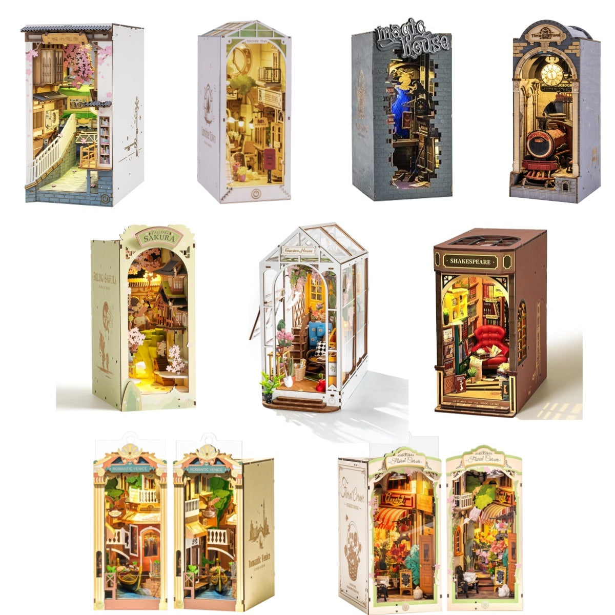 ROBOTIME Rolife DIY Book Nook Kit Bookend Stand Bookshelf Insert Bookcase Miniature Doll House Light 3D Puzzles TGB01-09 - Cindi Book