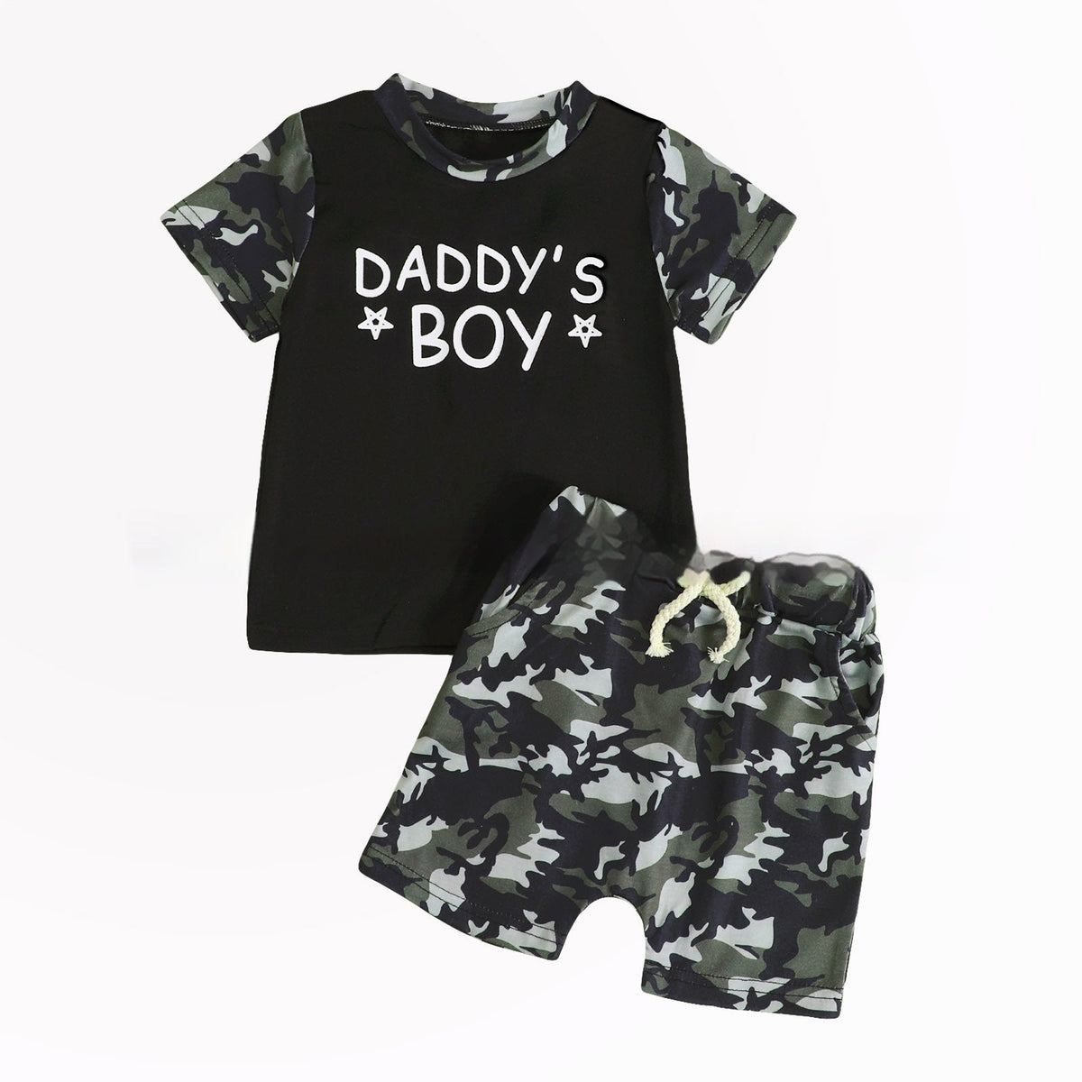 Boy's Camouflage T-shirt And Shorts Two-piece Set - Cindi Book