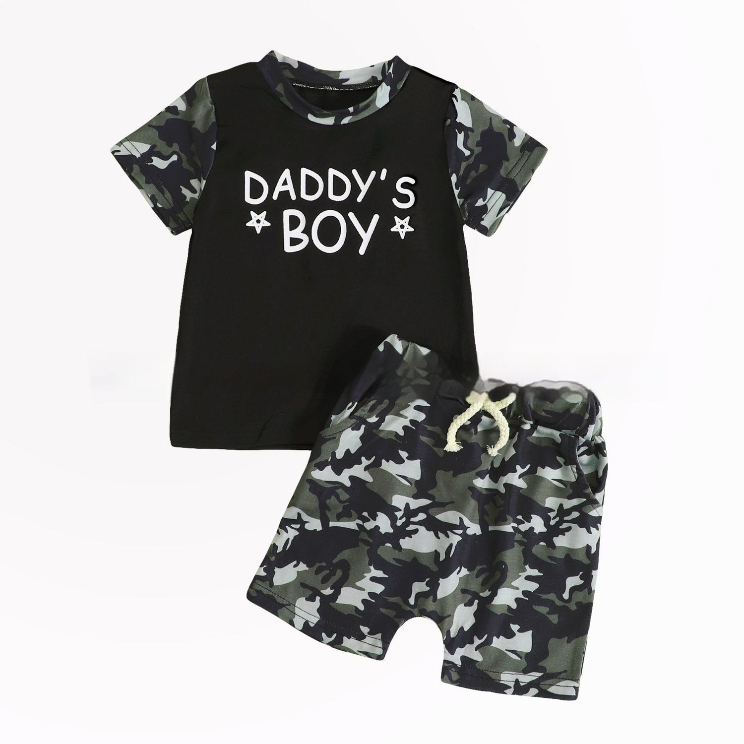 Boy's Camouflage T-shirt And Shorts Two-piece Set - Cindi Book