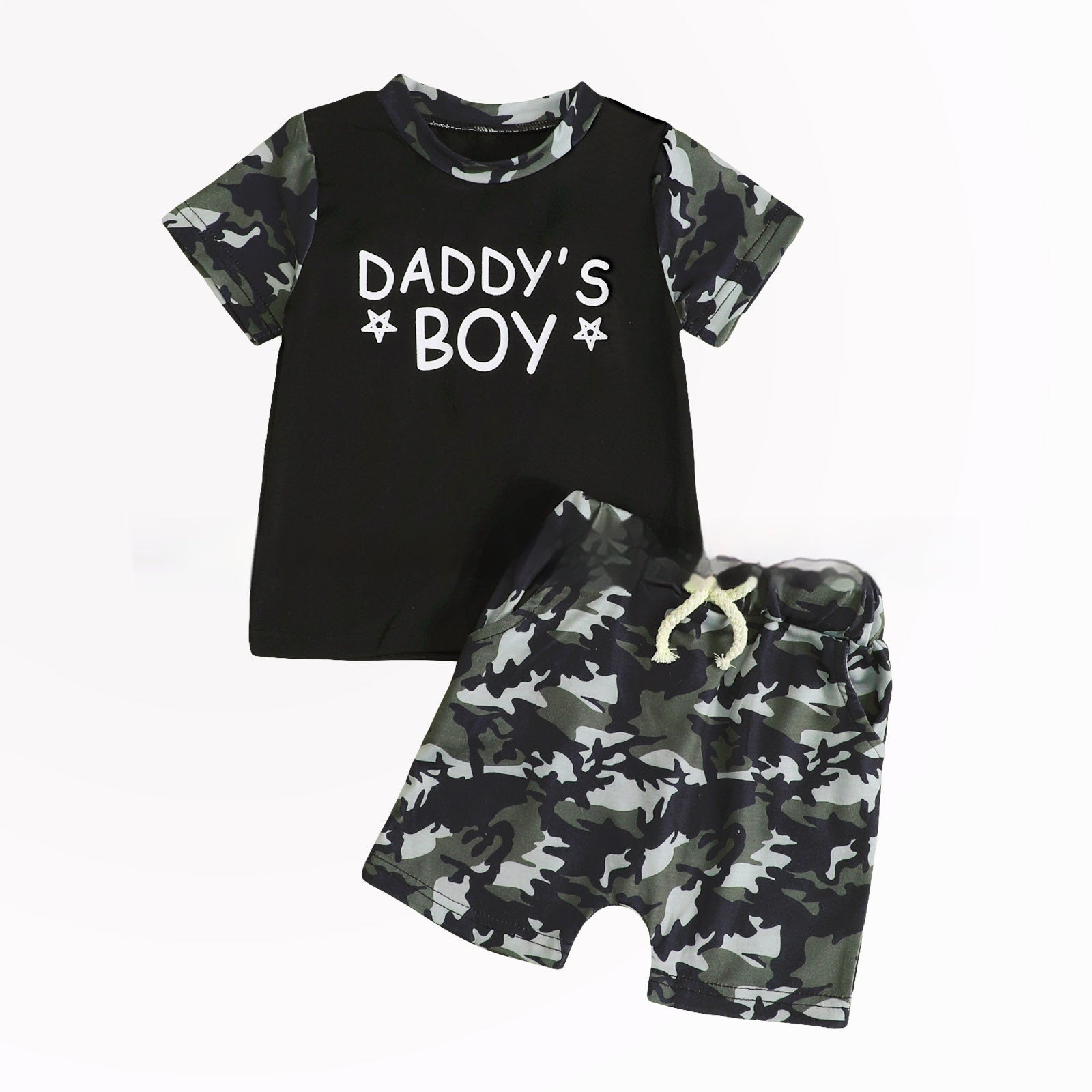 Boy's Camouflage T-shirt And Shorts Two-piece Set - Cindi Book