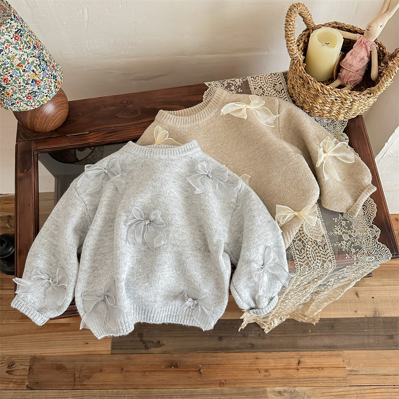 Girl's Sweater Fashion Children's Bow Knitwear - Cindi Book