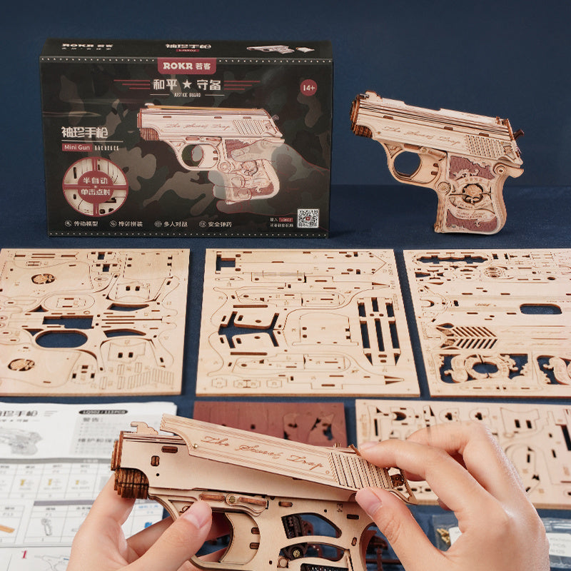 ROBOTIME 3D Puzzle Wooden Hideout Gun Mechanical Construciton Model Craft Kits - Cindi Book