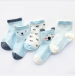 Children's Socks Pack of 5 Colors Breathable Summer Cotton Socks for Boys and Girls - Cindi Book