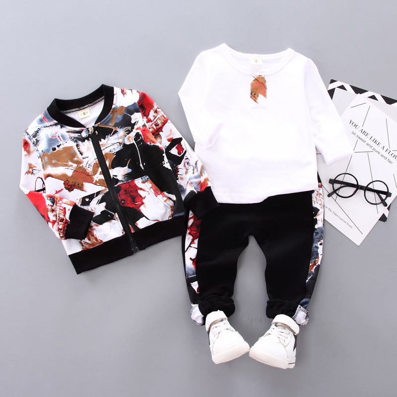 Boys Handsome Autumn And Winter Clothes Three-Piece Kid Clothes - Cindi Book
