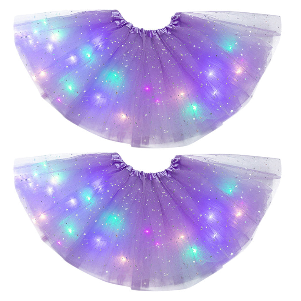 Magical & Luminous  LED Princess Halloween Tutu Skirt Sequins Shiny Skirt - Cindi Book