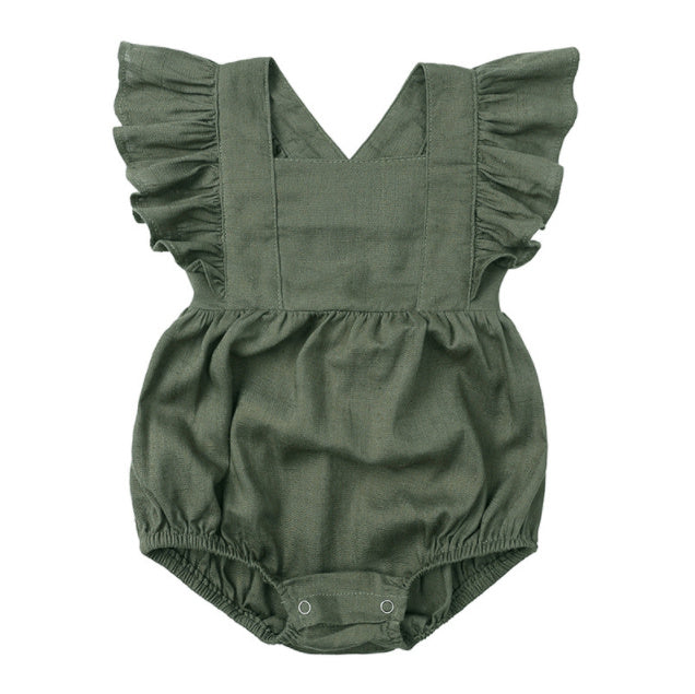 Baby Cotton And Linen Summer Strap One Piece Suit - Cindi Book