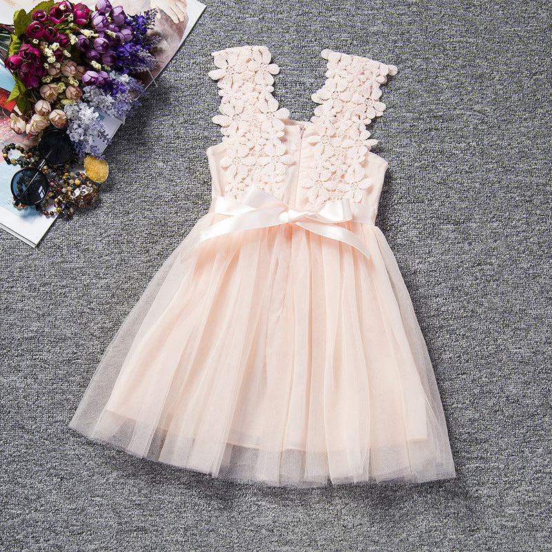 Spring and Summer Children's Sling Lace Little Girl Dress