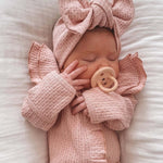 Girl Infant Bodysuit Long-sleeved Knitted Stretch Waffle Jumpsuit - Cindi Book