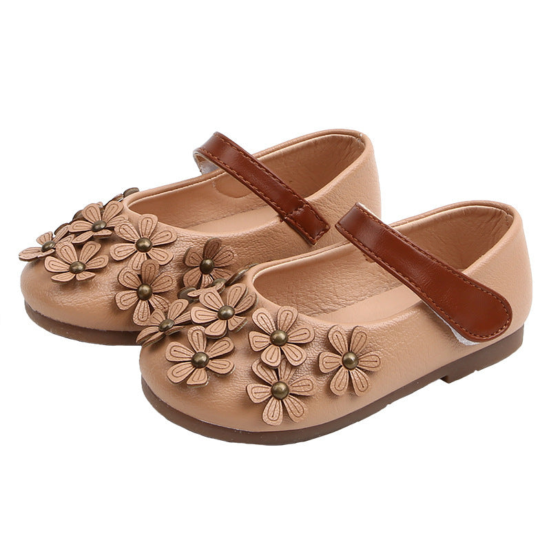 Girls' Small Leather Shoes, Female Babies, Flower Single Shoes, Soft Soles, Little Girls - Cindi Book