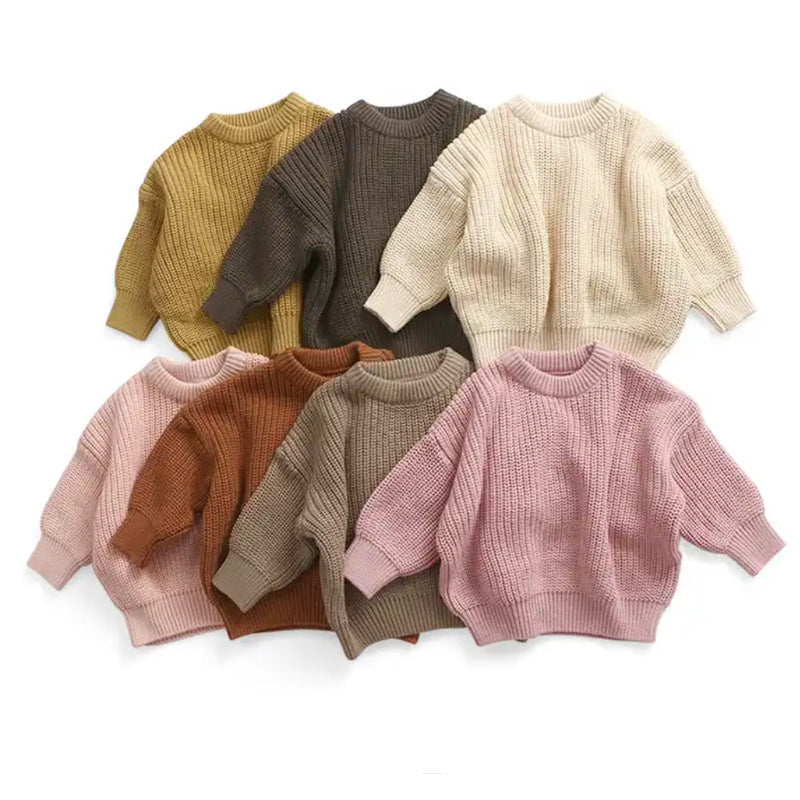 Infant Toddler Cotton Knitted Round Neck Base Sweater - Cindi Book