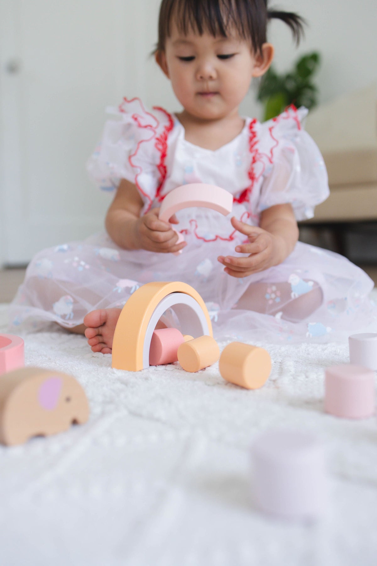 Pink Animal Rainbow Stacking Toy
